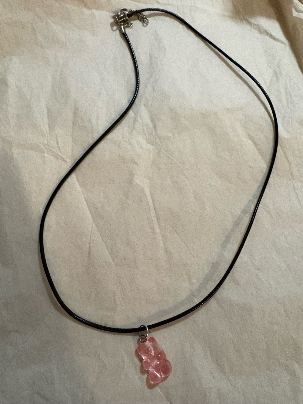 Pink Gummy Bear Pendant Necklace